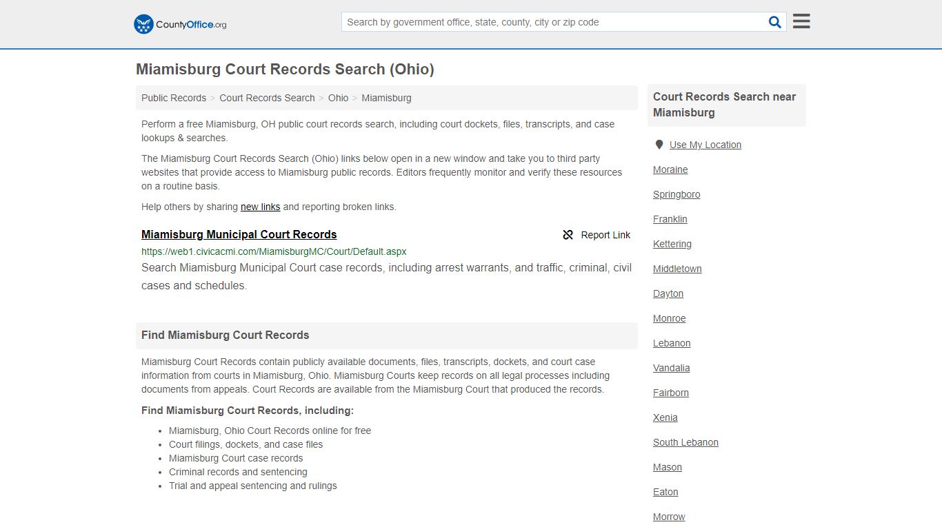 Court Records Search - Miamisburg, OH (Adoptions, Criminal ...